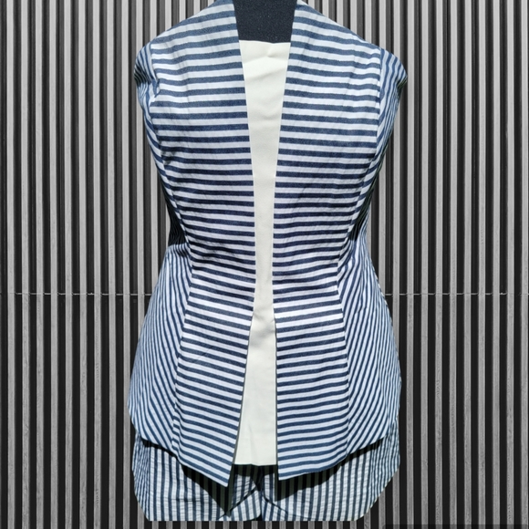 Do & Be Navy Blue and White striped Small Romper - Picture 3 of 9